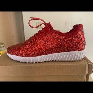 Red glitter sneakers